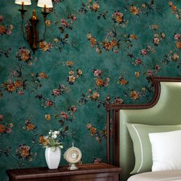 Green Pastoral Floral Non-woven Wallpaper 3D Embossed Living Room Sofa Bedroom TV Background Wall Decor Mural Wallpaper Flower