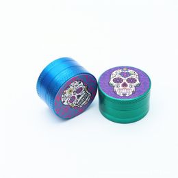 40MM Skull Head Sticker Zinc Alloy Mini Herb Grinder Spice Miller Crusher High Quality Beautiful Unique Design Strongest Magnetic DHL Free