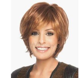 Beautiful Casual Brown Hair Short Straight Wigs New Women's Cosplay Wig