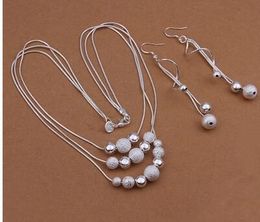 925 silver sand light bead wire necklaces earrings two-piece outfit Jewellery suit Atmospheric girl fashion accessories