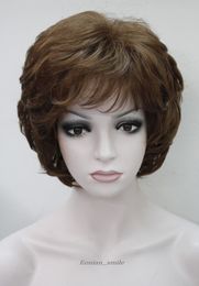 FIXSF967 beautiful short brown curly hair wig wigs for modern women