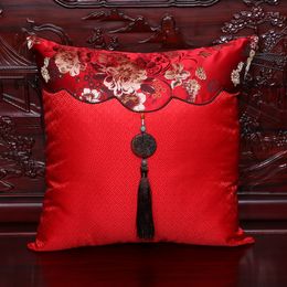 Jade Tassel Luxury Natural Mulberry Silk Pillowcase Home Decor Cushion Cover Chair Sofa Lumbar Cushion Chinese Pillow Covers