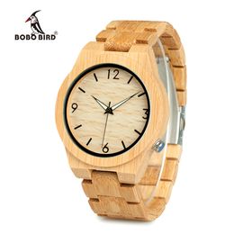 BOBO BIRD Casual Bambus Holz Uhr japanische Bewegung Armbanduhren Bambus Holz Band Uhren Quarzuhr für Männer291m