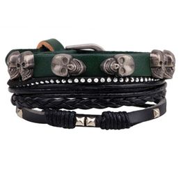 Bead Leather Bracelets Bangles For Women Multilayer Wristband Bracelet Men Pulseiras Vintage Bangle Jewellery 10pcs