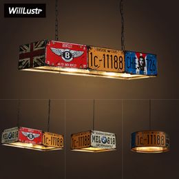 vintage Licence plate pendant lamp retro iron number plate suspension light metal lighting dinning room restaurant bar cafe hotel loft shop