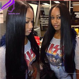 Cosplay 10-30inche 180% Density Silky Straight Synthetic Lace Front wig Heat Resistant Fiber black/brown/burgundy /blonde for Black Women