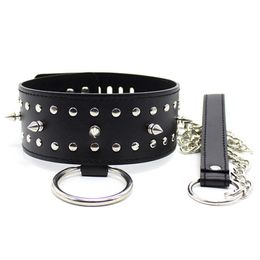 Lockable PU Leather Dog Collar Bondage Slave Restraint Belt In Adult Games For Couples Fetish Sex Products Toys For Women And Men - HS12