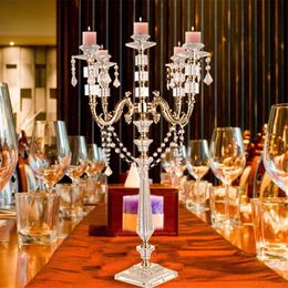 elegant tall Weddings Cheap Wholesale Antique Gold Metal acrylic table Centerpieces for wedding table decoation best0076
