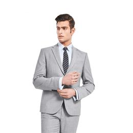 Taliored Made Light Grey Man Suit Single Breasted Business Suits Groom Tuxedos Mens Wedding Prom Dinner Suits Terno Masculino (Jakcet+Pants)