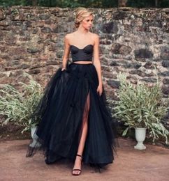 2 Pieces Black Gothic Wedding Dresses With Color Colorful Non White Sweetheart Boho Vintage Informal Bridal Gowns Colored Custom Made