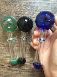 Coloured glass burner Mini Smoking Handle Pipes smoking pipes High quality oil burner pipe 12cm lenght 16mm OD 40mm ball tobacco pipe