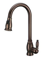 Modern Standard Spout Pull out / Pull down Single hole deck mounted kitchen sink faucet mixer tap ORB oil rubbed bronze Colour