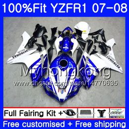 Injection Body For YAMAHA YZF R 1 YZF-1000 YZF-R1 07 08 hot sale white 227HM.47 YZF 1000 YZFR1 07 08 YZF1000 YZF R1 2007 2008 Fairing Kit