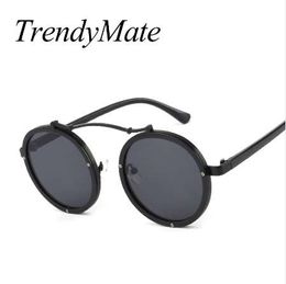 Gothic Steampunk Sunglasses Men Women Metal Wrap Eyeglasses Round Shades Brand Designer Punk Sun Glasses Mirror UV400 M561