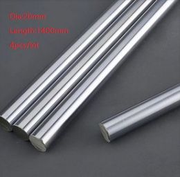 4pcs/lot 20x1400mm Dia 20mm linear shaft 1400mm long hardened shaft bearing chromed plated steel rod bar for 3d printer parts cnc router