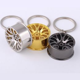 Metal Wheel Hub Key Rings Auto Sports Car Wheel Key Rings Key Chain Pendant Silver Gold Fashion Jewelry Bag Pendant