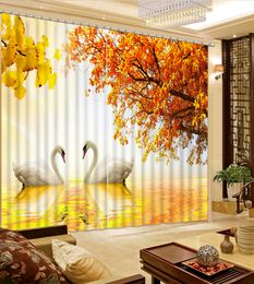 3D Curtains Swan lake autumn Landscape Curtain For Living room Blackout Curtains Living Room hotel