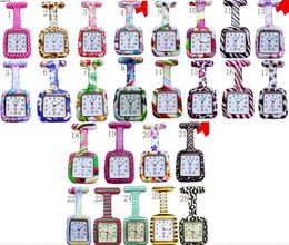 Wholesale 800pcs/lot 26colors Square Colourful Prints Silicone Nurse watch Pocket Watches Doctor Fob Quartz Watch Kids Gift Watches NW016