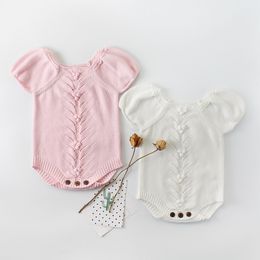lolita styles new summer baby kids 100 cotton round collar knitting short sleeve romper kids girl clothing