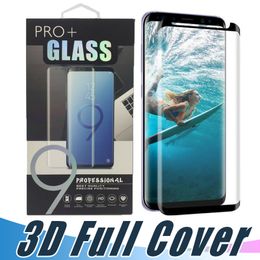 Protetor de tela de vidro temperado 3D Curved Caso amigável Capa Para Samsung S9 S8 S10e S10 Plus Nota 10 9 8 S7 com Pacote Retail