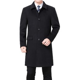new men Woollen coat winter wool cashmere coat pea men wool overcoat long jacket blend palto erkek mont kaban