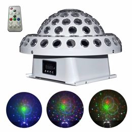 FreeShipping DMX RG Laser Gobo Mixed RGBYPW LED Crystal Ball Digital Light Remote Nightclub Disco DJ Halloween Party Home Stage Lighting