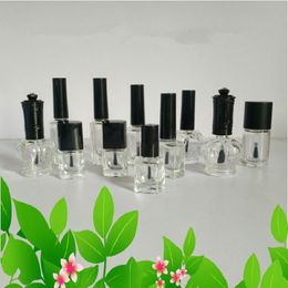 5ml 8ml 15ml Transparent Empty Glass Nail Polish Bottle Cylindrical Square Glass Bank With Brush F1070