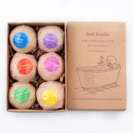 Organic Bath Salt Bombs Skin Care Oil Sea Salt Handmade Bath Bombs Set Pack of 6 Body Cleaner SPA valentine's day Gift