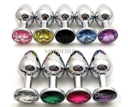 Metal Anal Butt Plug Stainless Steel Crystal Jewellery Anal Plugs Erotic sex toys for Adults games Sex Products For women 96*40mm Multicolors