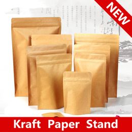 23x33cm Stand Kraft Paper Aluminum Foil Laminating Reusable Food Packaging Bag Baking Snacks Candy Tea Heat Seal Zip Lock Grip Package Pouch