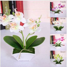 Artificial Butterfly Orchid Flower + vase Set Real Touch leaves Artificial Plants Overall Floral For Wedding Gift
