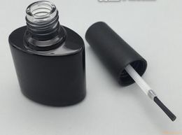 New 100pcs 10ML Empty Square glass nail polish bottle in UV Black and clear Colour with black cap fast shipping#456