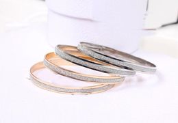 2018 Hot sales fashion personality Minimalism Flashing grit Grind Golden silvery Cuff Bangle Bracelet for girls Women 12pcs/lot
