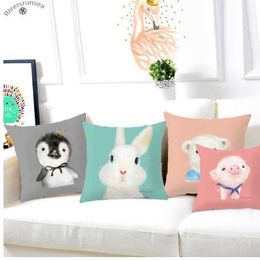 Cartoon Pig Cushion Ccover Animal Rabbit Bear Owl Cute Kawaii Plush Fabric Decorative Pillow Case For Birthday Party Supplies
