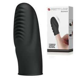 Prettylove Single Speed Silicone Finger Ring Waterproof Clit Stimulator G-spot Finger Vibrator Sex Bullet for Couple Products S19706