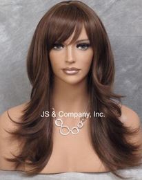 Long Layered Brown mix Straight with flare wig Human Hair Blend wla 4-30