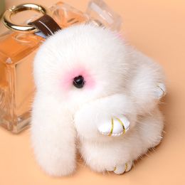 Bag Charm Rabbit Cute Natural Fur Bag Charm High quality 8cm Mini Rabbit Made by Mink Fashion Charm For Bag