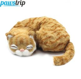 Pawstrip Cute Simulation Cat Toys Interactive Soft Plush Sleeping Cat Doll Pet Playmate Toy For Cats 9.4 inch