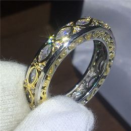 Mysterious Vintage ring Yellow Gold Filled 925 silver Anniversary wedding band rings for women men 5A zircon crystal Bijoux
