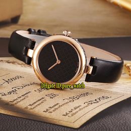 Fashion Lady 32mm Diamantissima YA14140 Black Dial Swiss Quartz Womens Watch Rose Gold Black Leather Strap Sapphire Glass New Watches