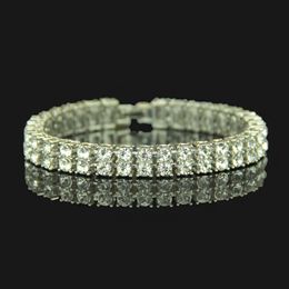Tennis High Quality Hip Hop Men Jewelry 18k Gold Plated Iced Out Bling Crystal Bracelet Black Mens Diamond Bangle Bracelet4950368