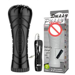 7 Speed Vabration Artificial Vagina Pocket Pussy,Masturbation Cup,Vibrating Male Masturbator Realistic Vaginas Sex Toys by DHL