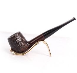 Ebony pipe, hammer, bucket, solid wood, detachable filter, carving, carving, round mouth, straight type smoking set.