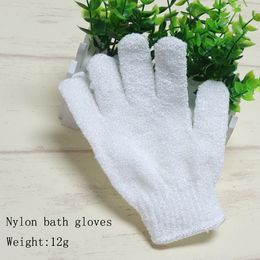 white bath sponge UK - Brushes Sponges Scrubbers 300pcs White Nylon Body Cleaning Shower Gloves Exfoliating Bath Five Fingers Glove