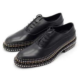 rivets gentleman lace handmade leather low to help the noble men s shoes men Oxfords ad hoe Oxford