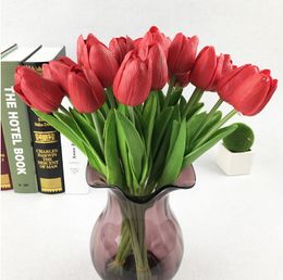 50PCS Latex Tulips Artificial PU Flower bouquet Real touch flowers For Home decoration Wedding Decorative Flowers 13Colors Option