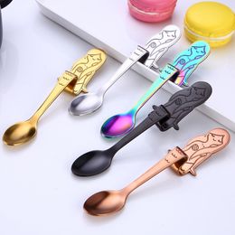 Stainless Steel Mermaid Spoons Plated Coffee Tea Soup Spoons Hanging Cup Spoon Gold Copper Black Silver DHL WX9-896