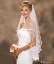 Bridal Veils 2 Layer Bat Type Wedding Veil With Comb White Ivory Satin Head Yarn For Bride Party 5 5hp ff