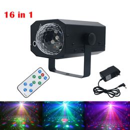 16 Patterns in 1 Laser Light Projector Magic Ball Remote Control 10W DJ Disco Water Wave Light Stage Lighting Effect Lamp