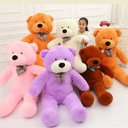 100CM One Piece Soft PP Cotton Stuffed Bear Toy With Tie Giant Pillows Teddy Bears Plush Toys Girlfriends Christmas Presents 5 Colours